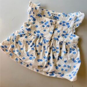 Carter's White and Blue Floral Baby Top